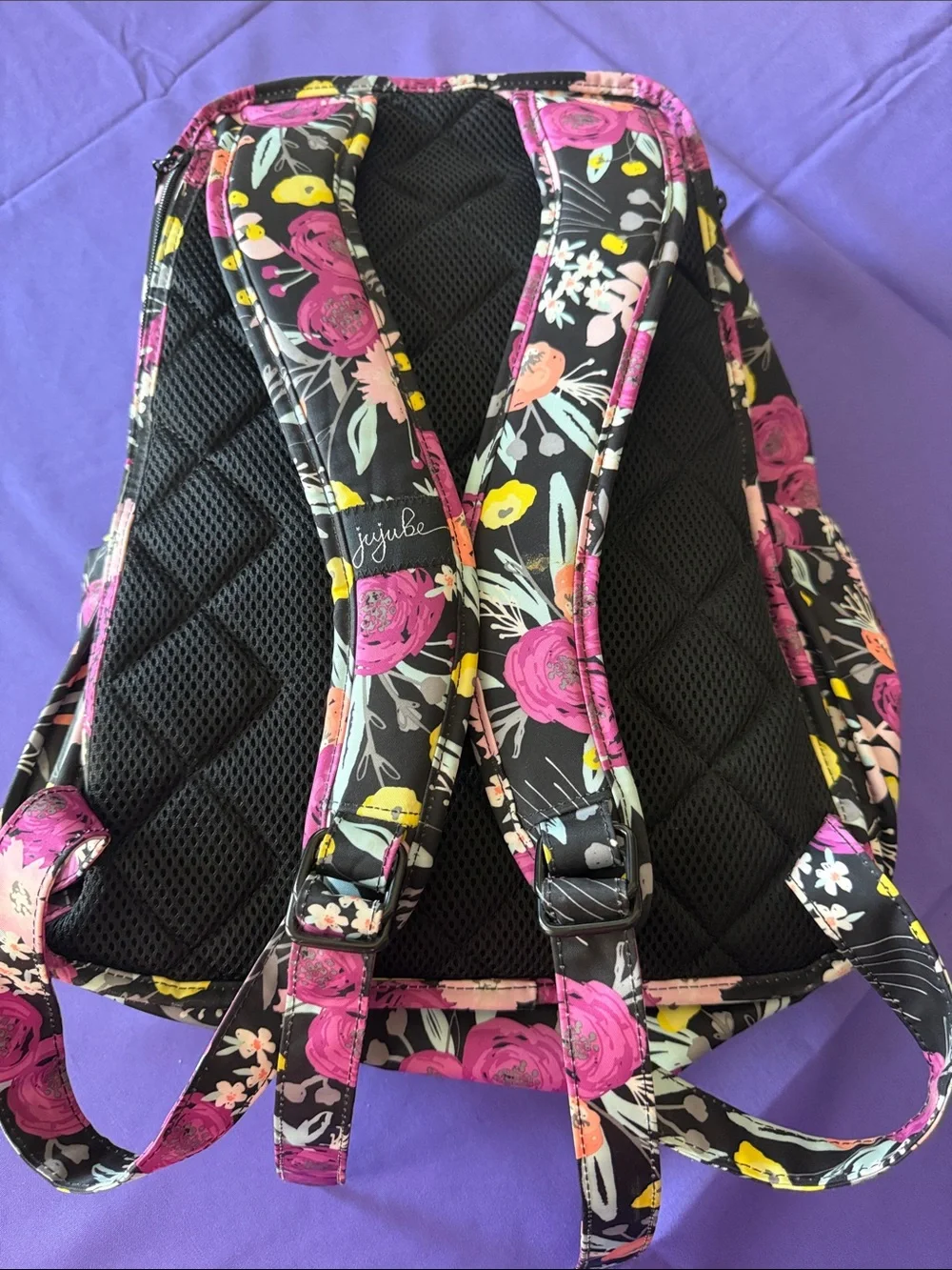Ju-Ju Be Be Right Back Backpack Diaper Bag In Black and Bloom